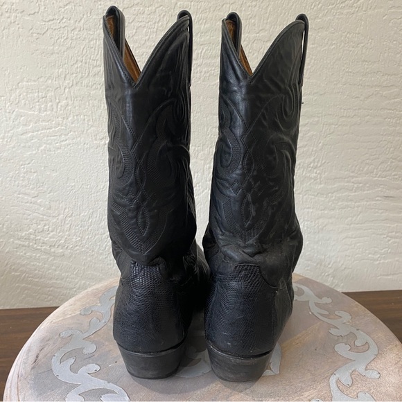 Tony Lama mens Black Western Leather Boots - sz 11 - cowboy - textured - Picture 6 of 11